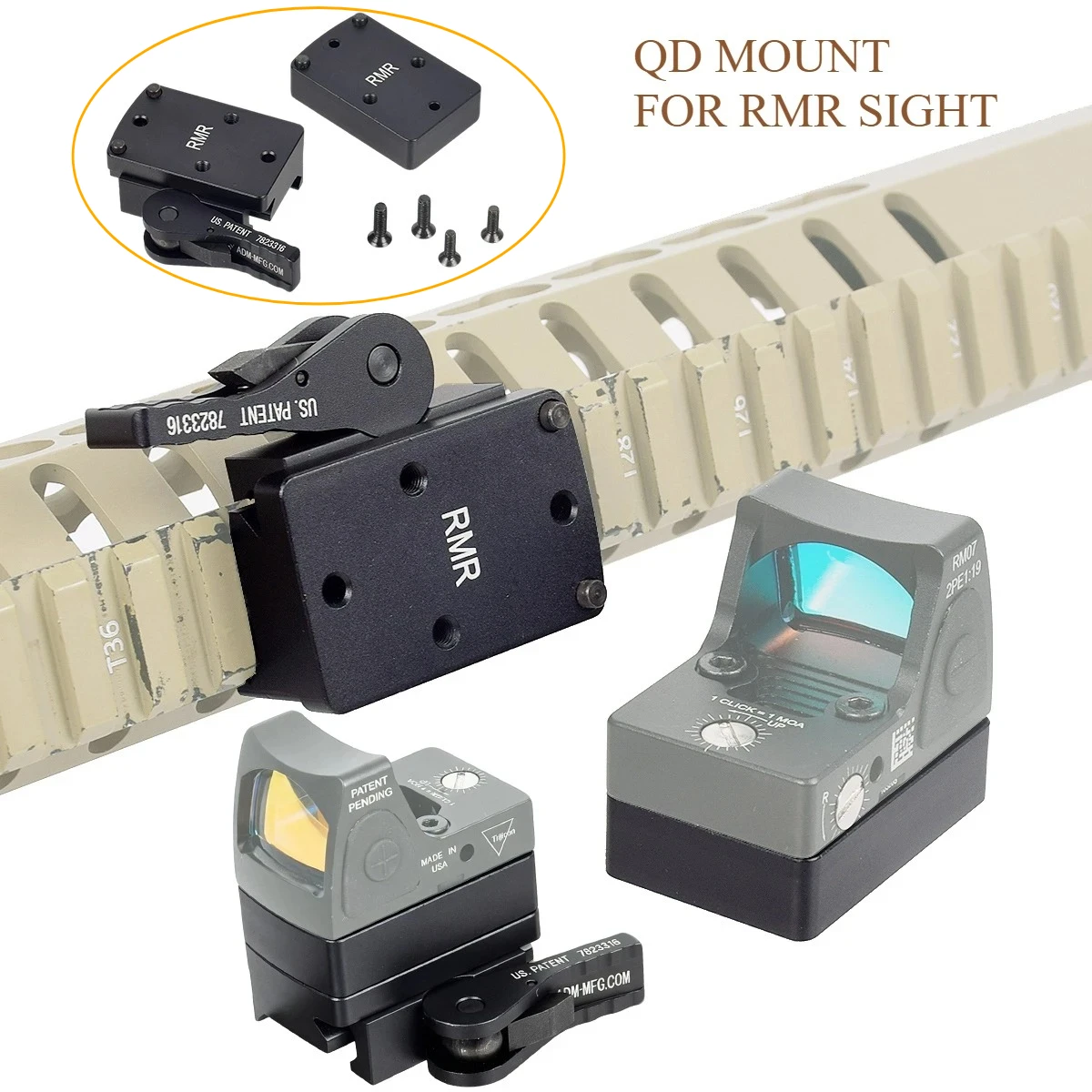 Tactical RM DOCTER QD Plate 1.41 Inch Height Mount With Riser Plate Fit Red Dot Scope Sight For 20mm Picatinny And Weaver Rail