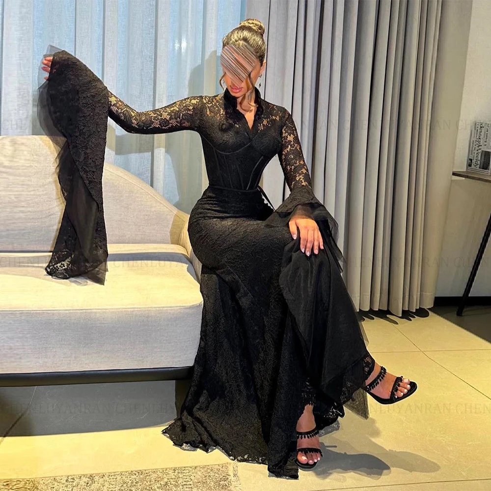 MOLISA 절묘한 레이스 공식 행사 드레스 맞춤형 2025 새로운 인어 긴 소매 바닥 길이 파티 댄스 파티 이브닝 ​​가운