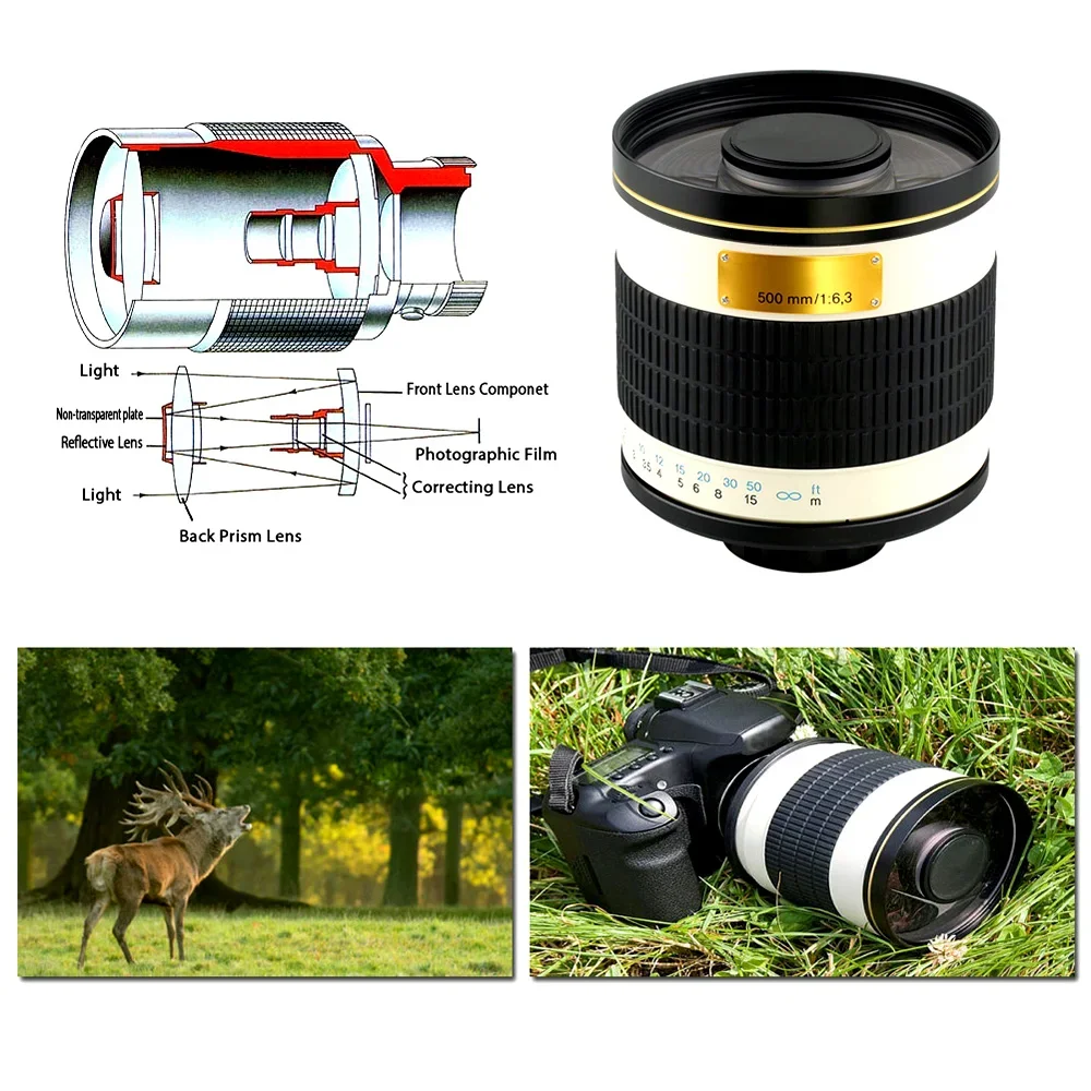 Lightdow 500mm F6.3 Manual Telephoto Mirror Lens Full Frame Camera Lens EF Mount for Canon EOS Rebel T8i T7i Nikon Pentax Sony