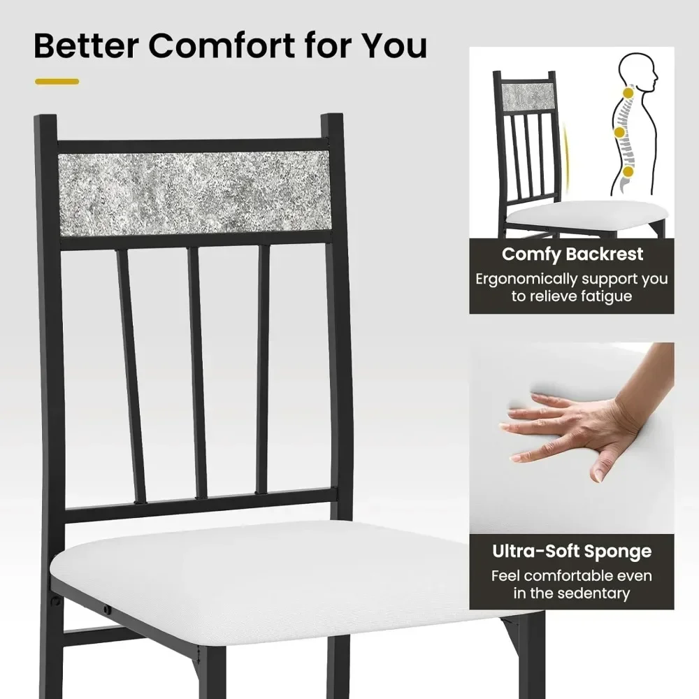 Dining Room Table Set with Metal Frame & Padded Seat, Kitchen Table