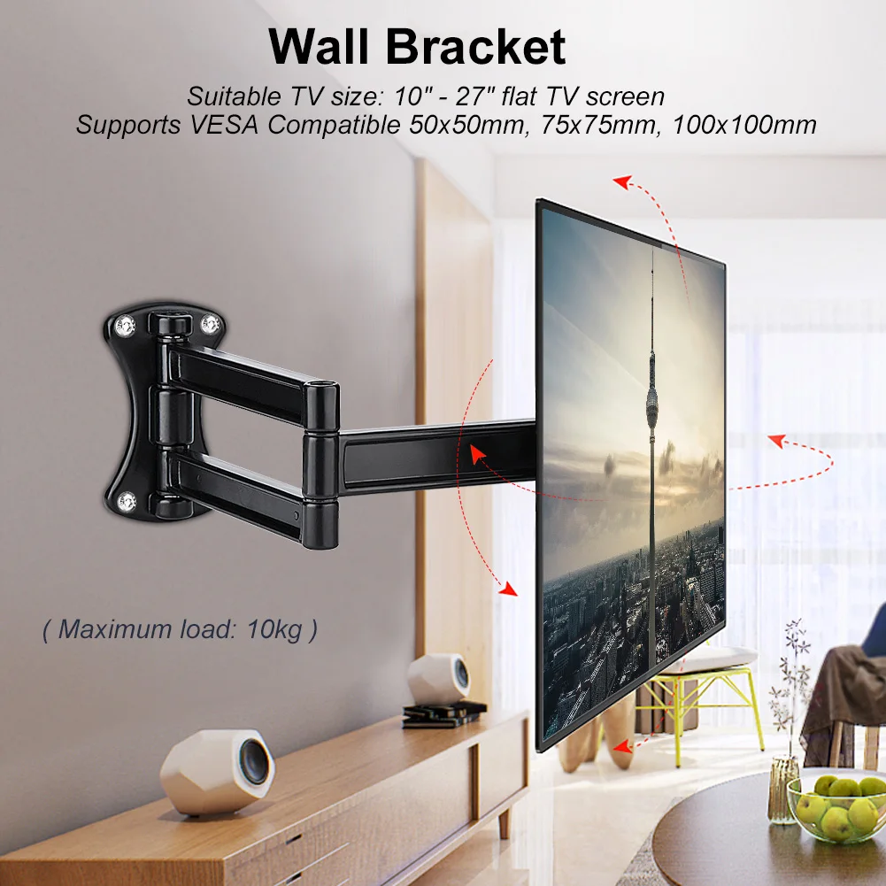 

tv bracket swivel tv mount Wall Bracket Tilting Swivel Mount Stand Holder for 10-27 Inch Flat TV LED LCD Screen tv bracket