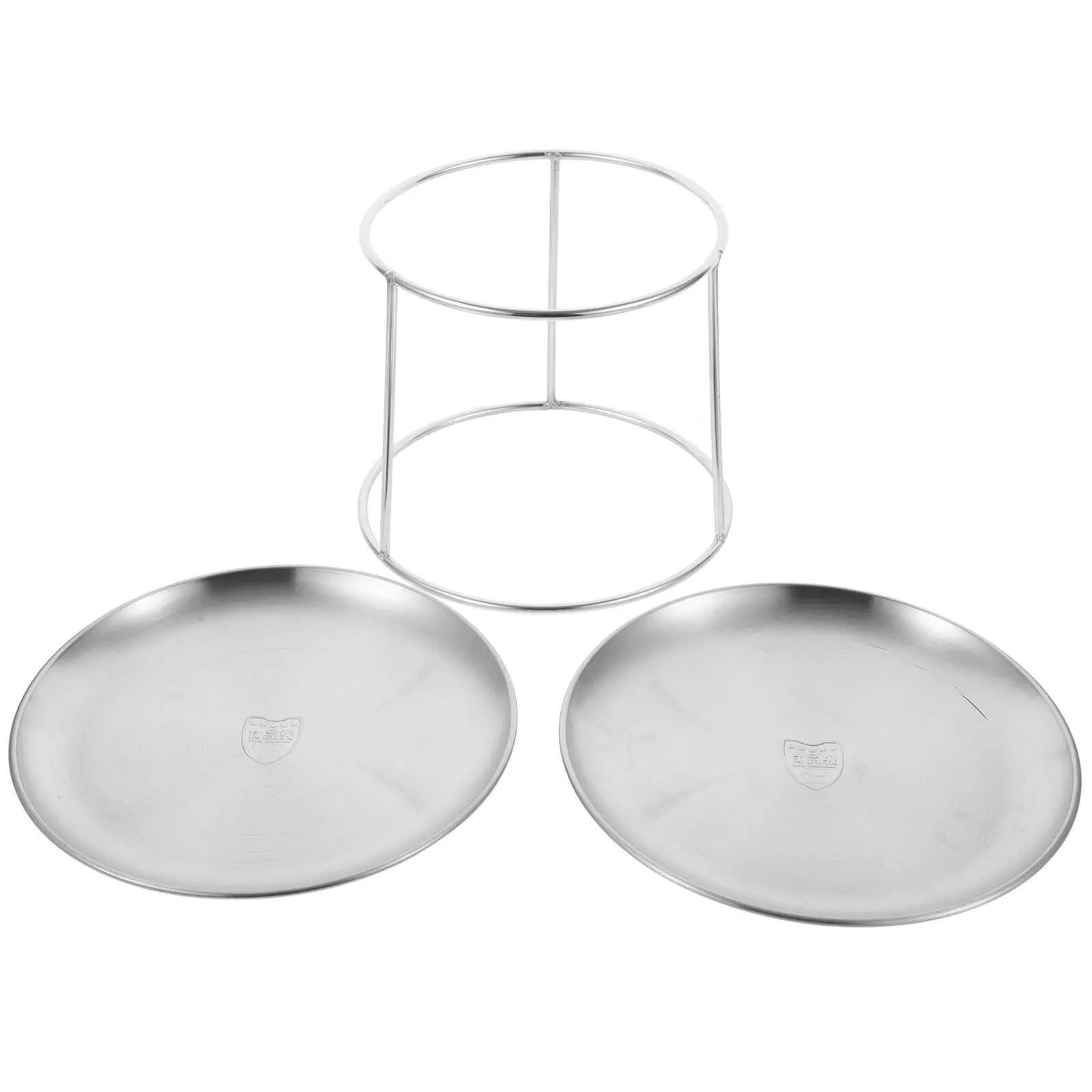 

1Set Stainless Steel Seafood Holder Double Tier Dessert Tray Cake Stand Cupcake Holder Food Serving Plate Wedding Party Use