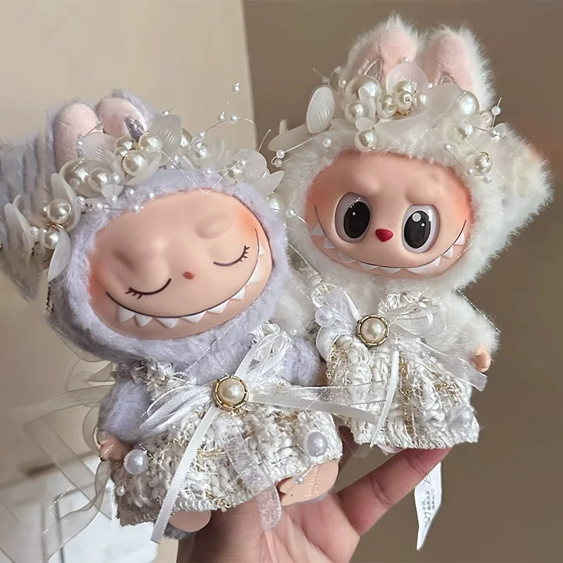 

17cm Labubu Doll Clothes Legant Dress Set For Labubu V1 V2 With Headdresses Doll Wedding Dresses Fashion Doll Accessories