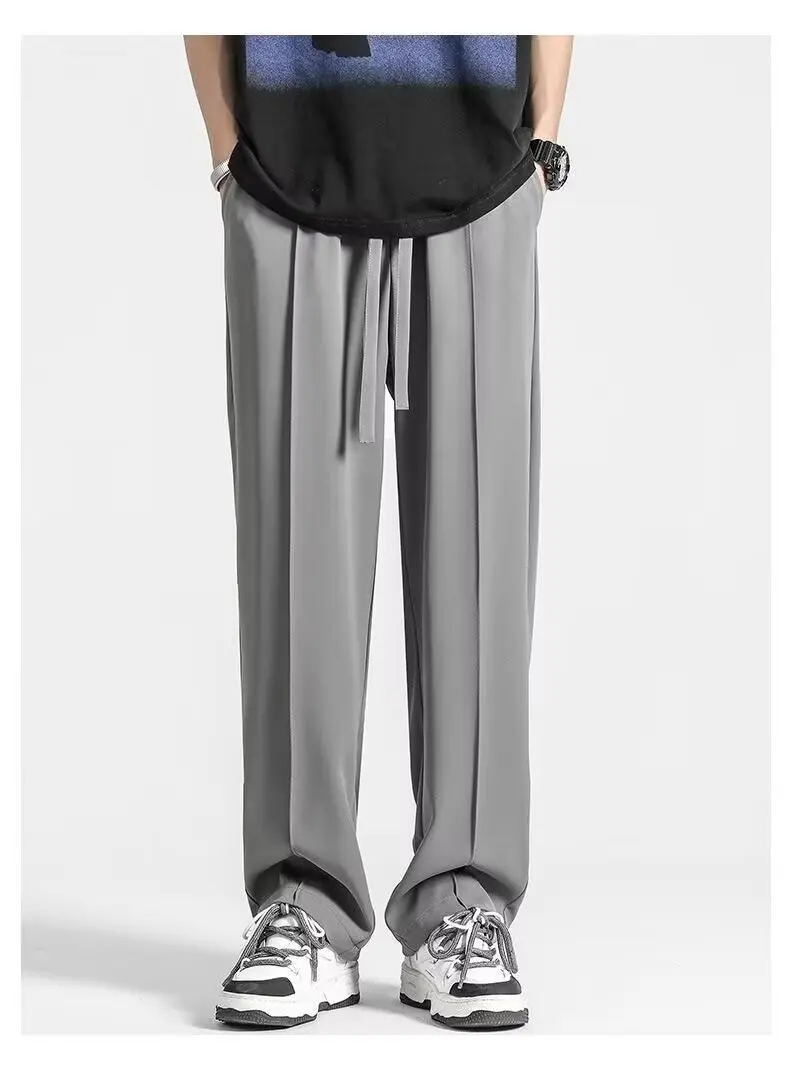 

Осенние мужские широкие брюки, корейские дышащие мужские прямые брюки, однотонные свободные универсальные мужские костюмные брюки, модная одежда, подарки