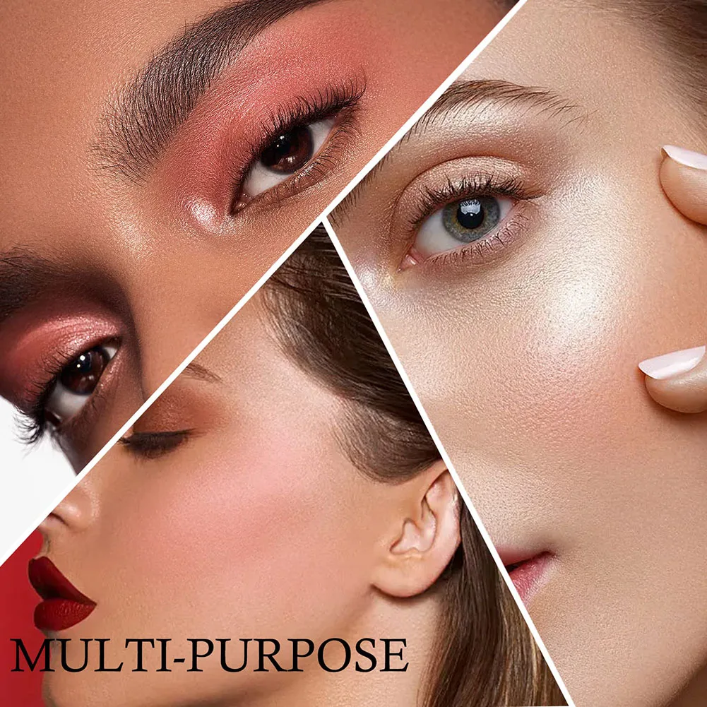 Paleta de maquiagem 3 em 1, sombra fosca e perolada, glitter, blush, iluminador, contorno, paleta de blush de 3 camadas para festa