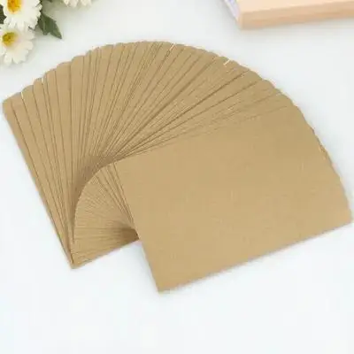 

50Pcs Plain Kraft Envelopes Blank Classic File Envelopes for Business Cards Name Cards Wedding Placeholders Holiday Gifts Baby