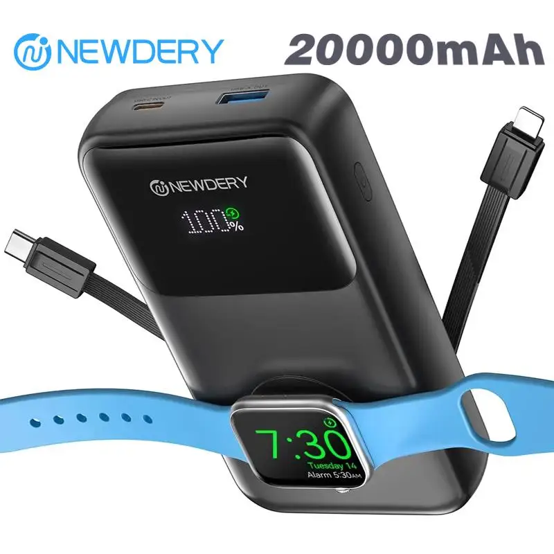 Top 20000mAh Power Bank PD 20W Fast Charging Portable Charger for Apple Watch,iPhone,Samsung Phone Battery Pack Type C Cable