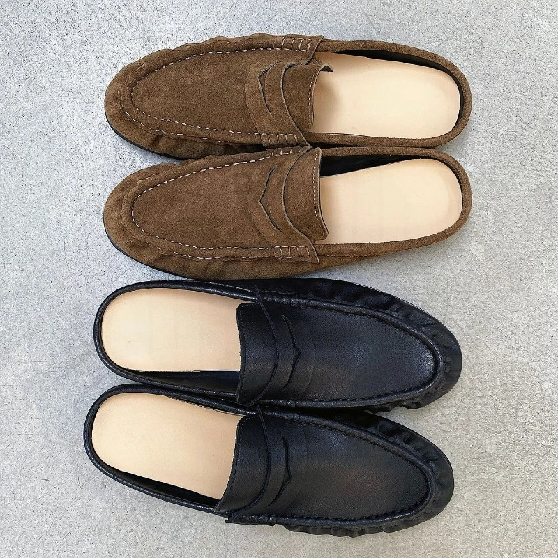 Retro Womens Shoes Luxury Genuine Leather Mueller Slippers for Woman Exquisite Britain Casual Shoes Designer Shoes Zapatos Mujer
