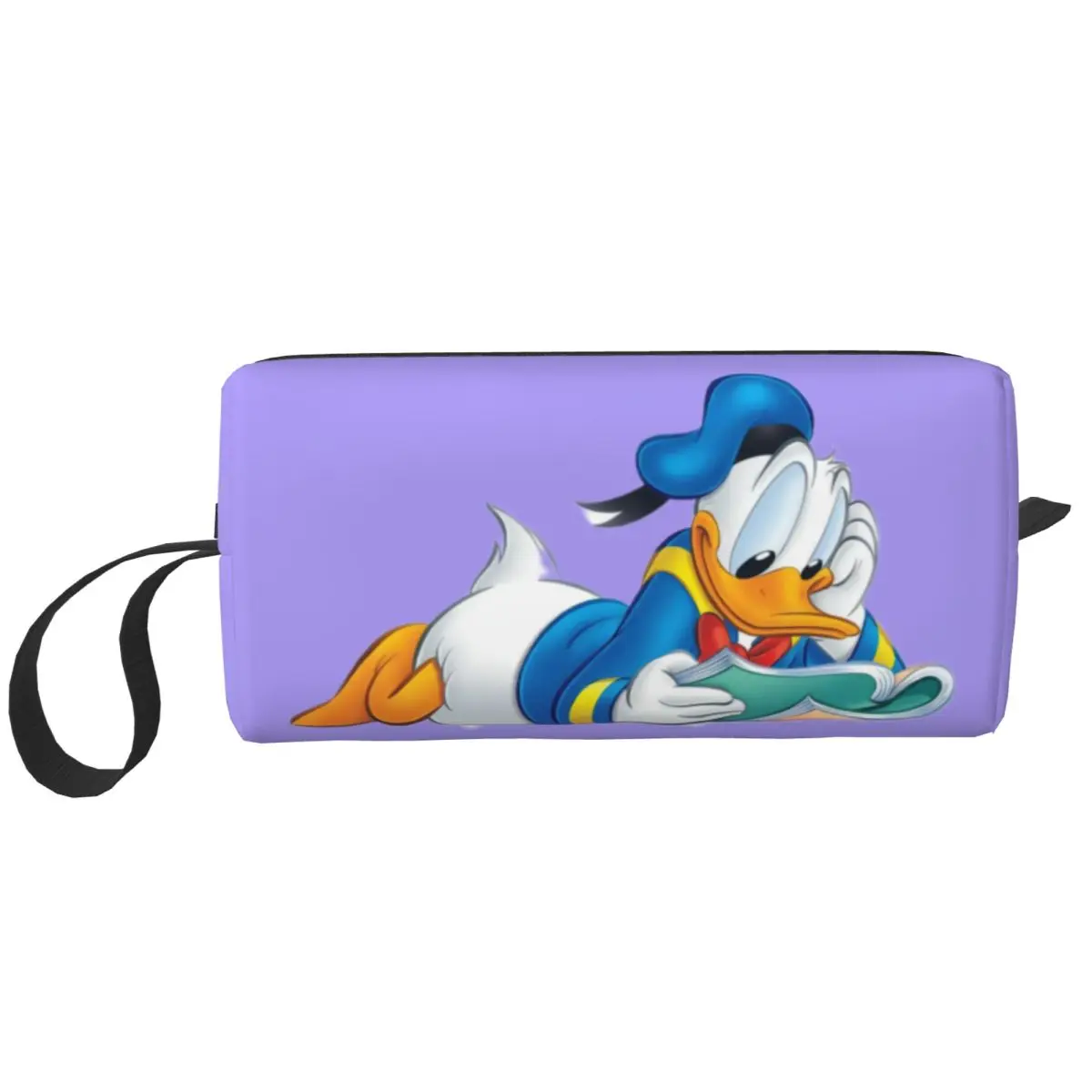 

Изготовленная на заказ сумка для туалетных принадлежностей с рисунком Дональда Дака для женщин, косметический органайзер для макияжа, женский чехол для хранения красоты, Dopp Kit Case