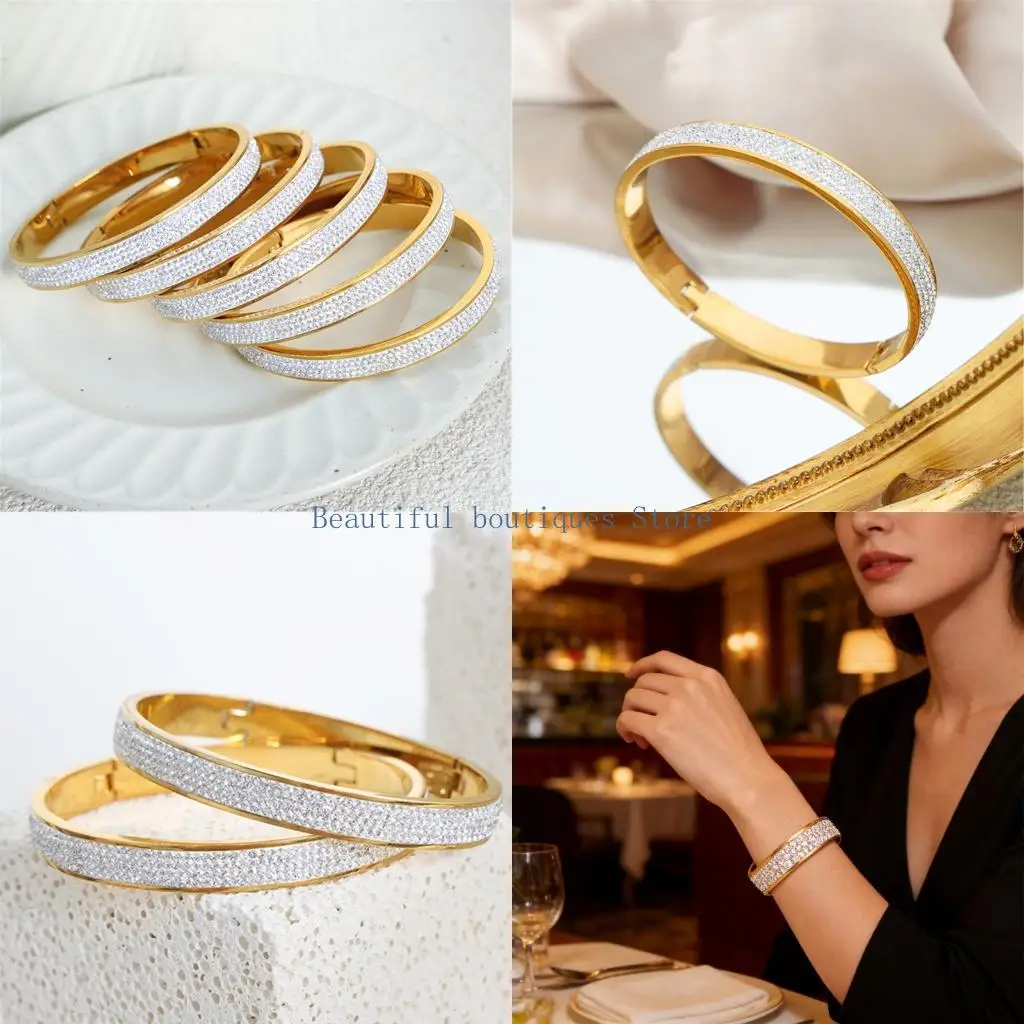 U4LF Fashionable Mud Diamonds Bracelet For Women With Spring Closure And Comfort Fit