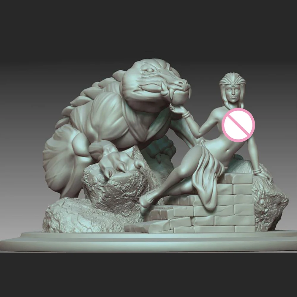 

NSFW принцесса крокодил масштаб 1/24 фигурка из смолы модель комплект сексуальная диорама в разобранном виде неокрашенная кукла 3D принт DIY статуя ремесла игрушка