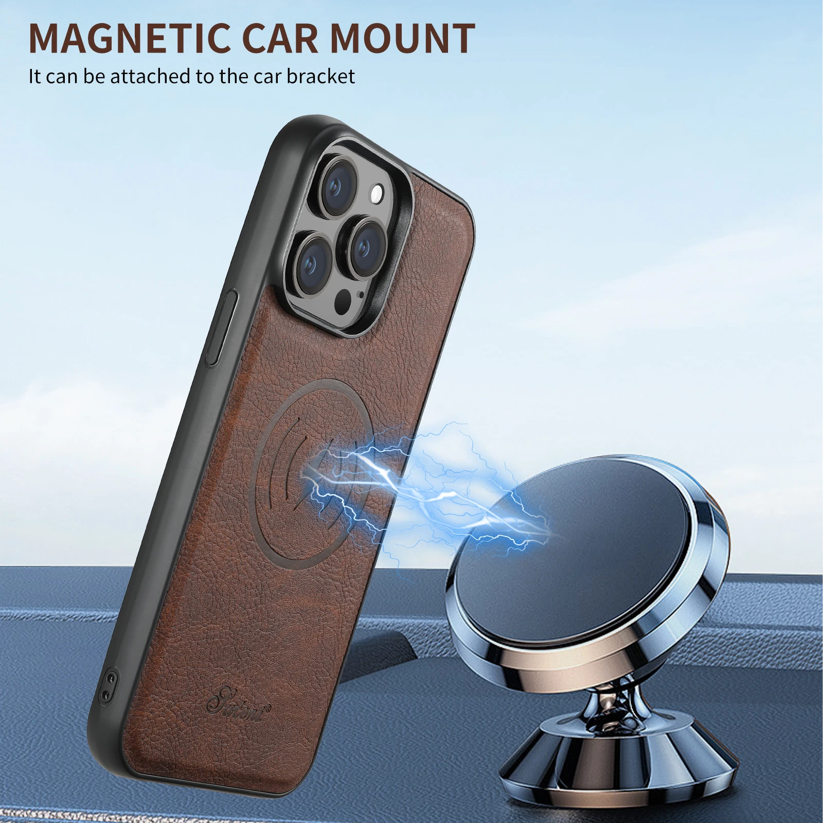 Magnetic MagSafe Card Holder 2 in 1 Leather Phone Case For iPhone 15 14 13 12 Pro Max SamsungS23 S22 Ultra Plus Detachable Cover