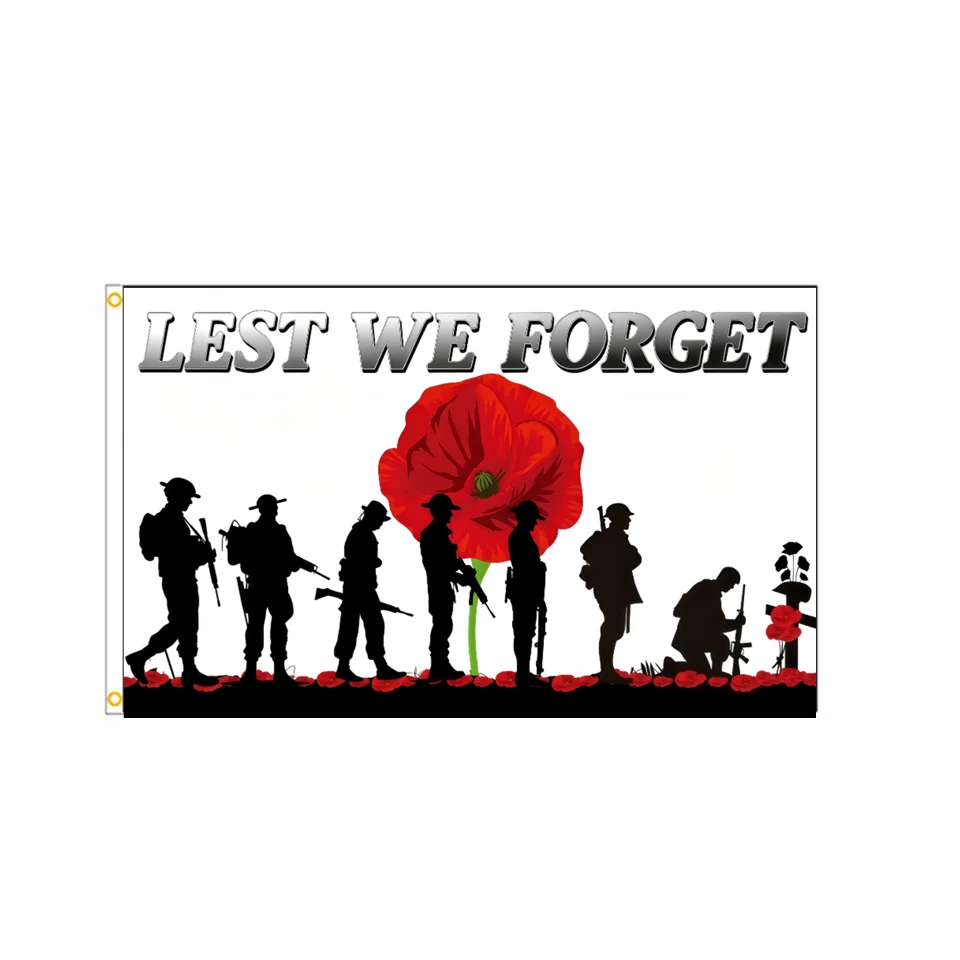 

Lest We Forget Poppy Flag 2x3ft 3x5FT Remembrance Day Banner Polyester Indoor Outdoor Memorial Home Yard Decor