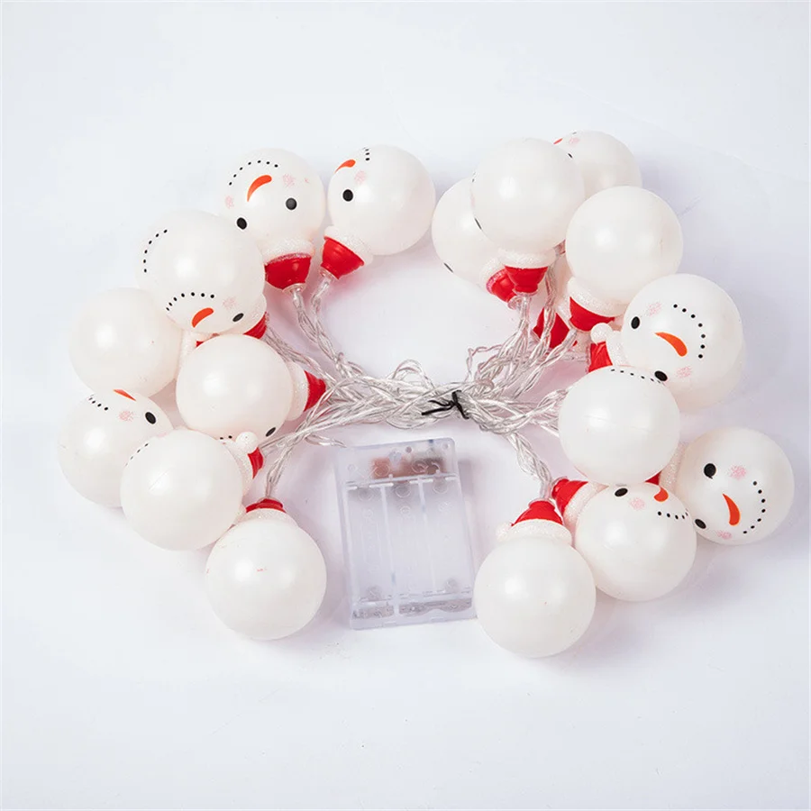 Cute LED Snowman Santa Claus Fairy Garland Lights Battery Powered 1.5M /3M Christmas Tree String Lights for Party Holiday Decor