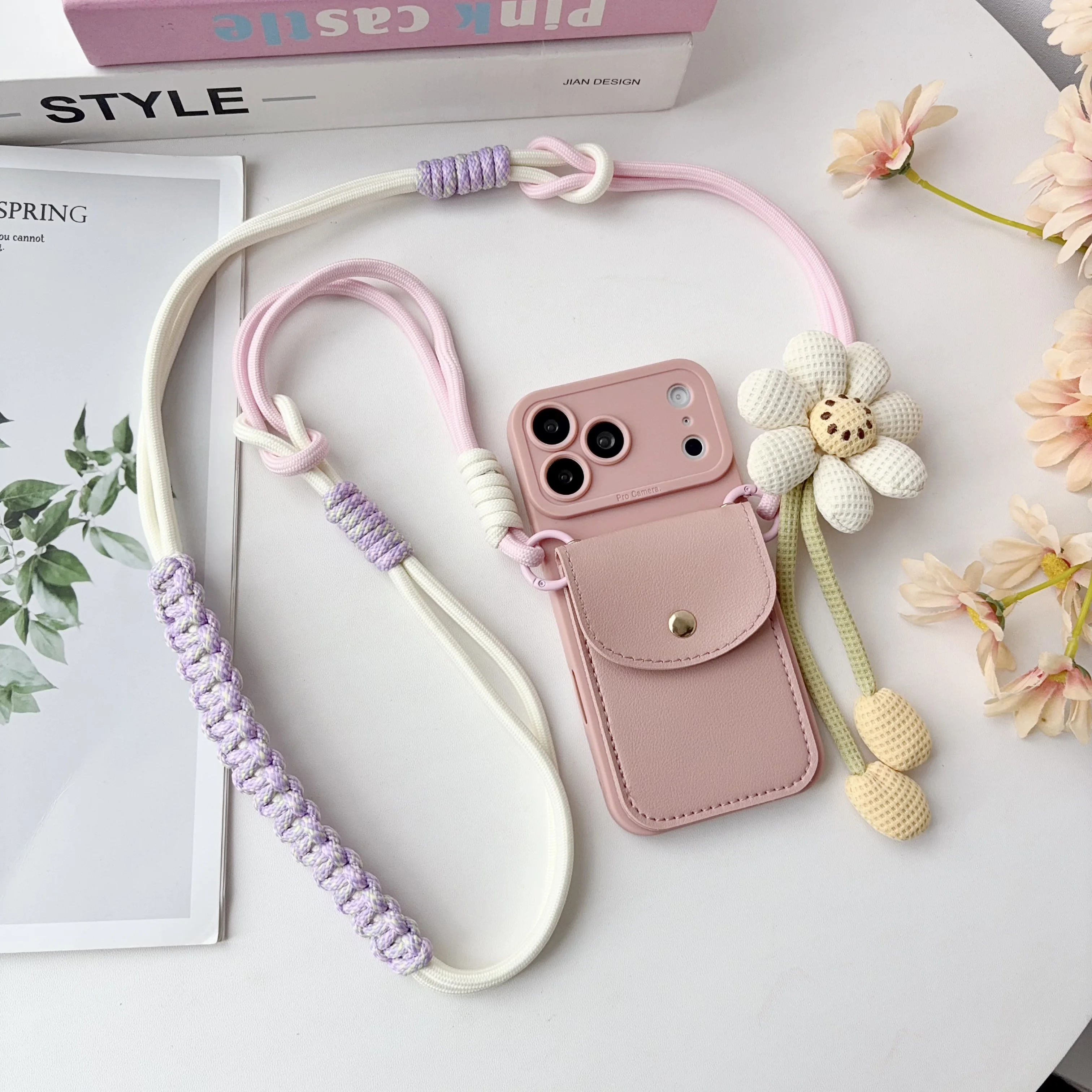 Advanced Hanging Rope Leather Card Phone Case For iPhone 12 11 Pro Max 8 7 6 6s Plus SE 2020 2022 Soft Silicone Protective Cover view 3