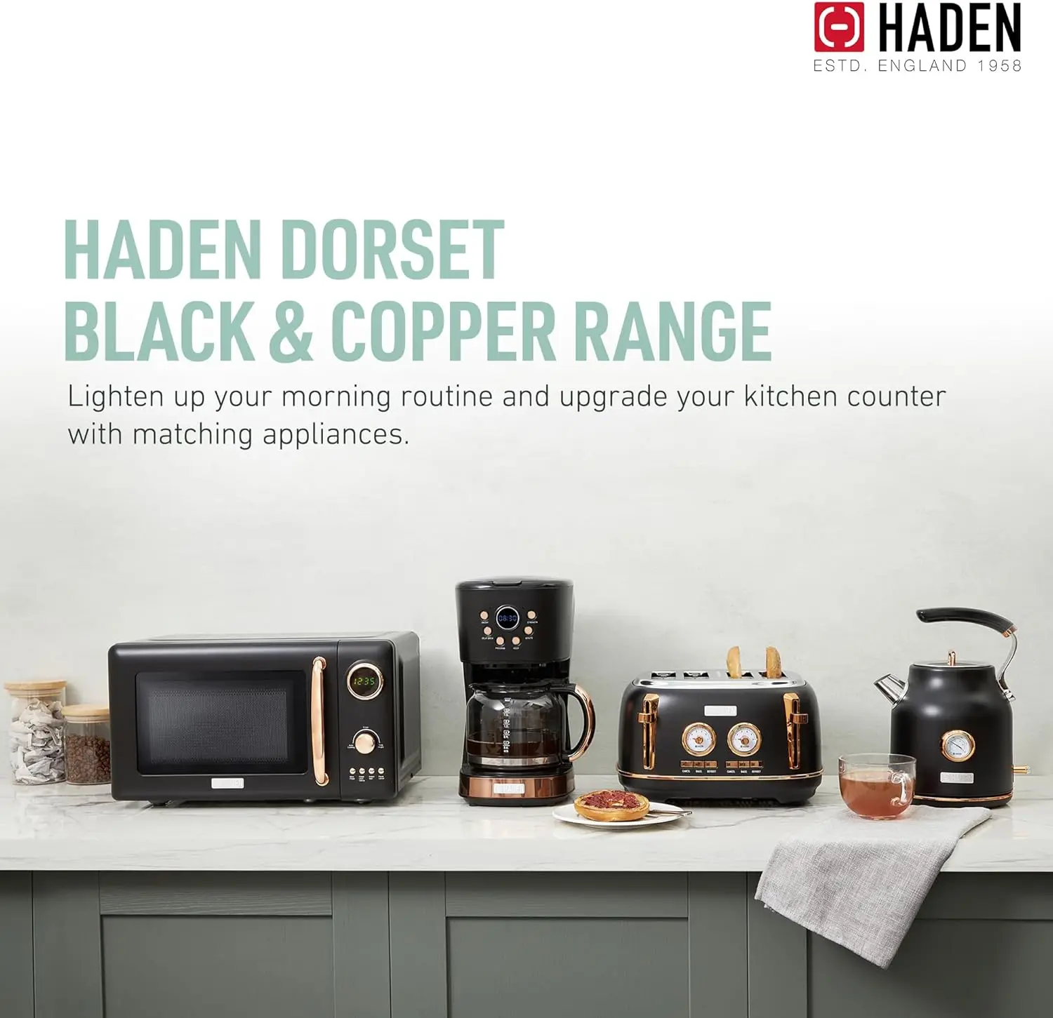 Dorset 1.7리터 스테인리스 스틸 전기 주전자(360도 베이스 포함), 4슬라이스 와이드 슬롯 스테인리스 스틸 토스터, Bl