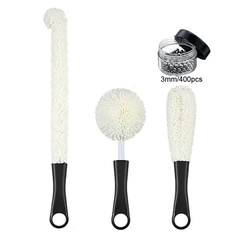 Wine Decanter Cleaning Brushes with Stainless Steel Cleaning Balls Wine Glass Flexible Bottle Scourers Brushes Cleaners Polisher