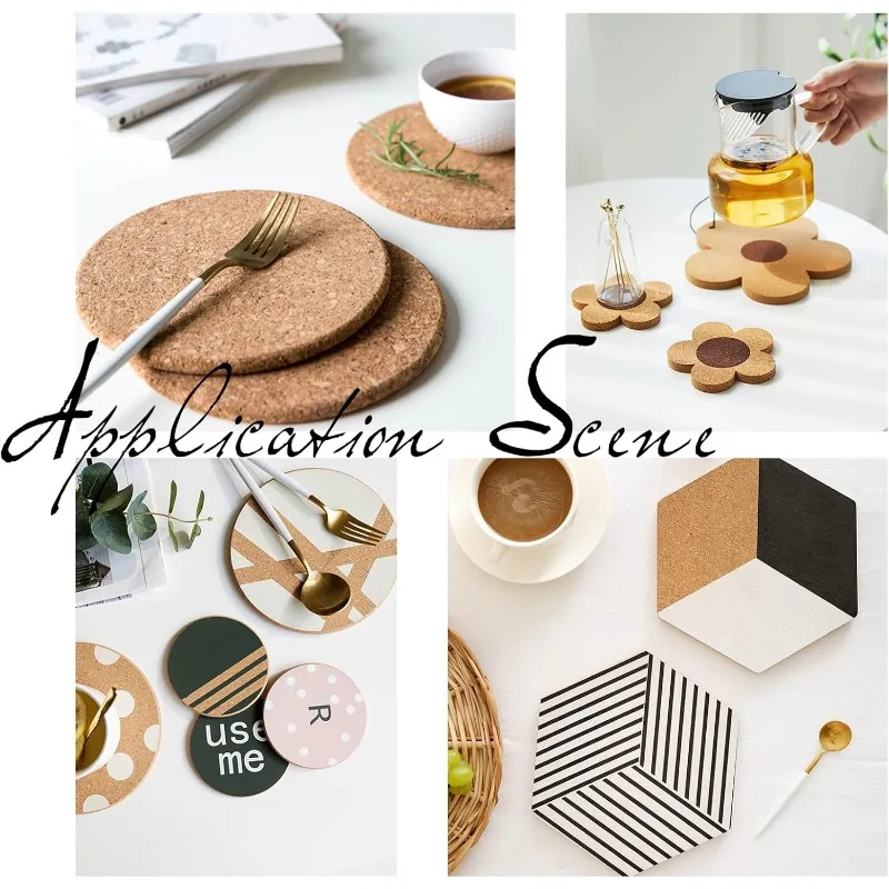 4PCS 11.8x8.26 Inch Cork Sheets Cork Board with Adhesive Back (8.5mm Thick) for Coaster Wall decoration Party and DIY Crafts