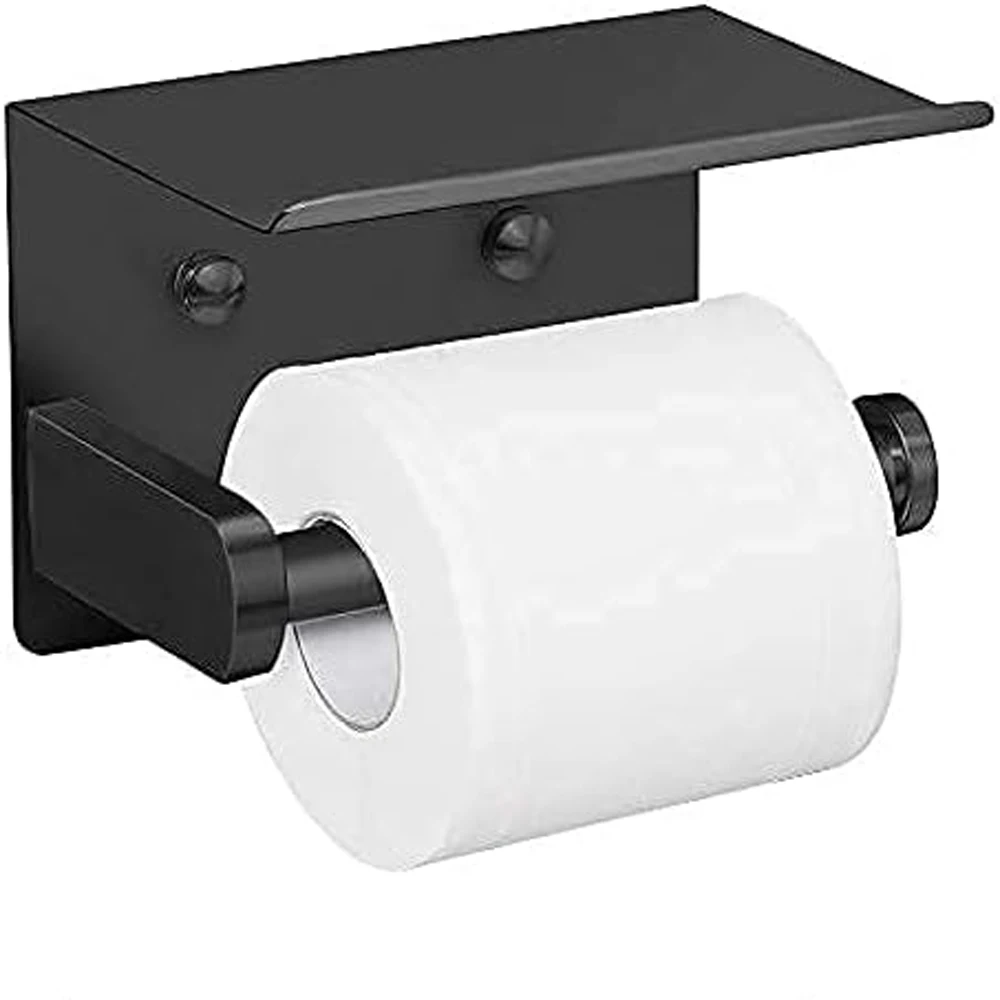 

Bathroom Stainless Steel Toilet Roll Holder Wall Mount WC Paper Phone Shelf Tissue Roll Holder Kitchen Paper Towel Holder