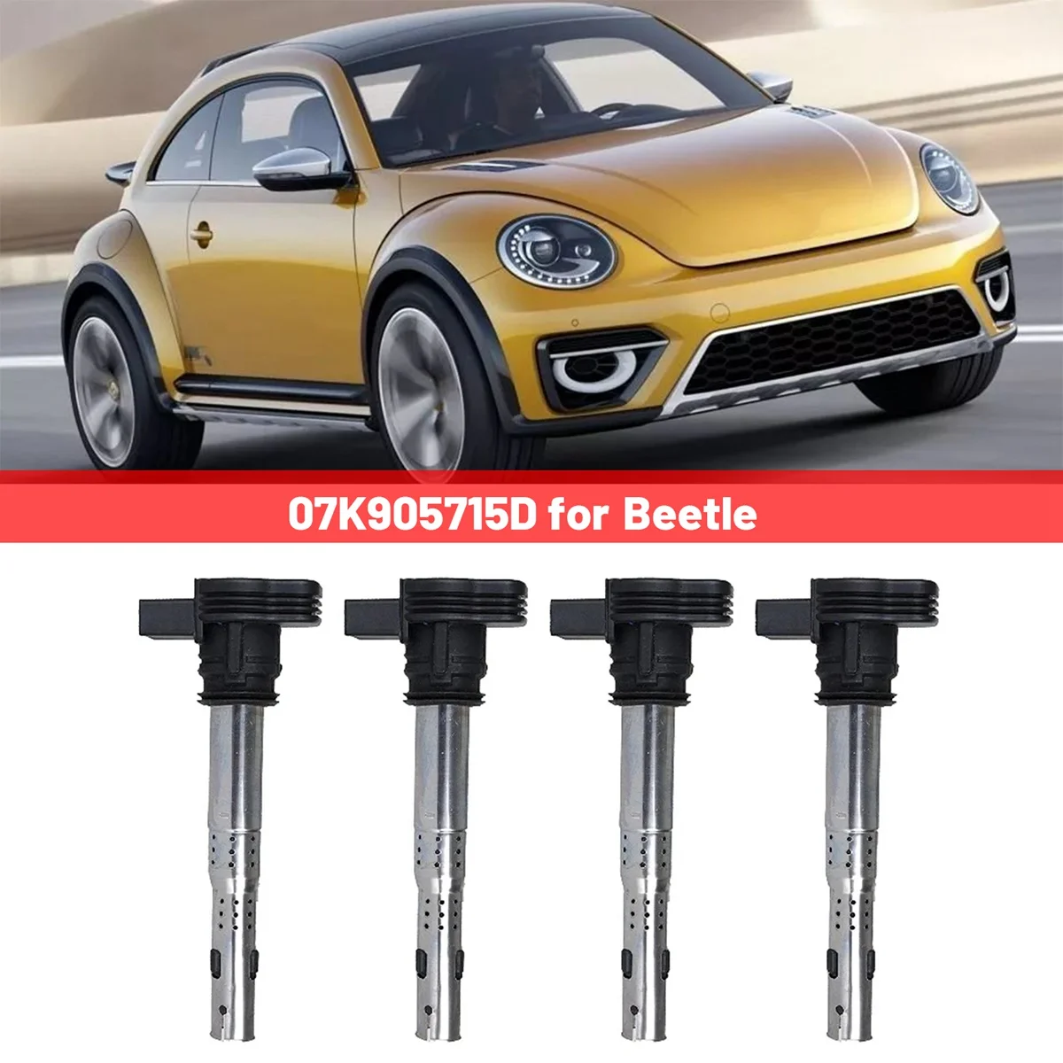 07K905715D 4Pcs Ignition Coil High Voltage Package for VW Beetle