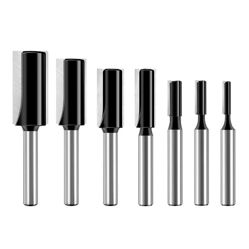 AT51-7Pcs Straight Router Bit Set Dado Straight Cut Router Bit For Woodworking Groove-1/2 3/4