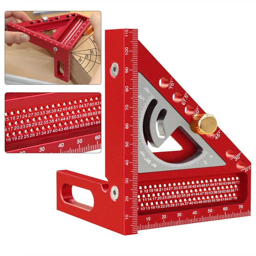 Модернизированный столярный набор 2-в-1 - с небольшой треугольной линейкой - 3D многоугольный столярный квадратный транспортир с угловым инструментом