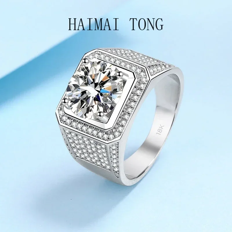 

Мужское кольцо из белого золота 18 карат с муассанитом 5 карат VVS1 D цвета, сертифицированное GRA, роскошное, для парня, любимого человека, обручальное, подарок