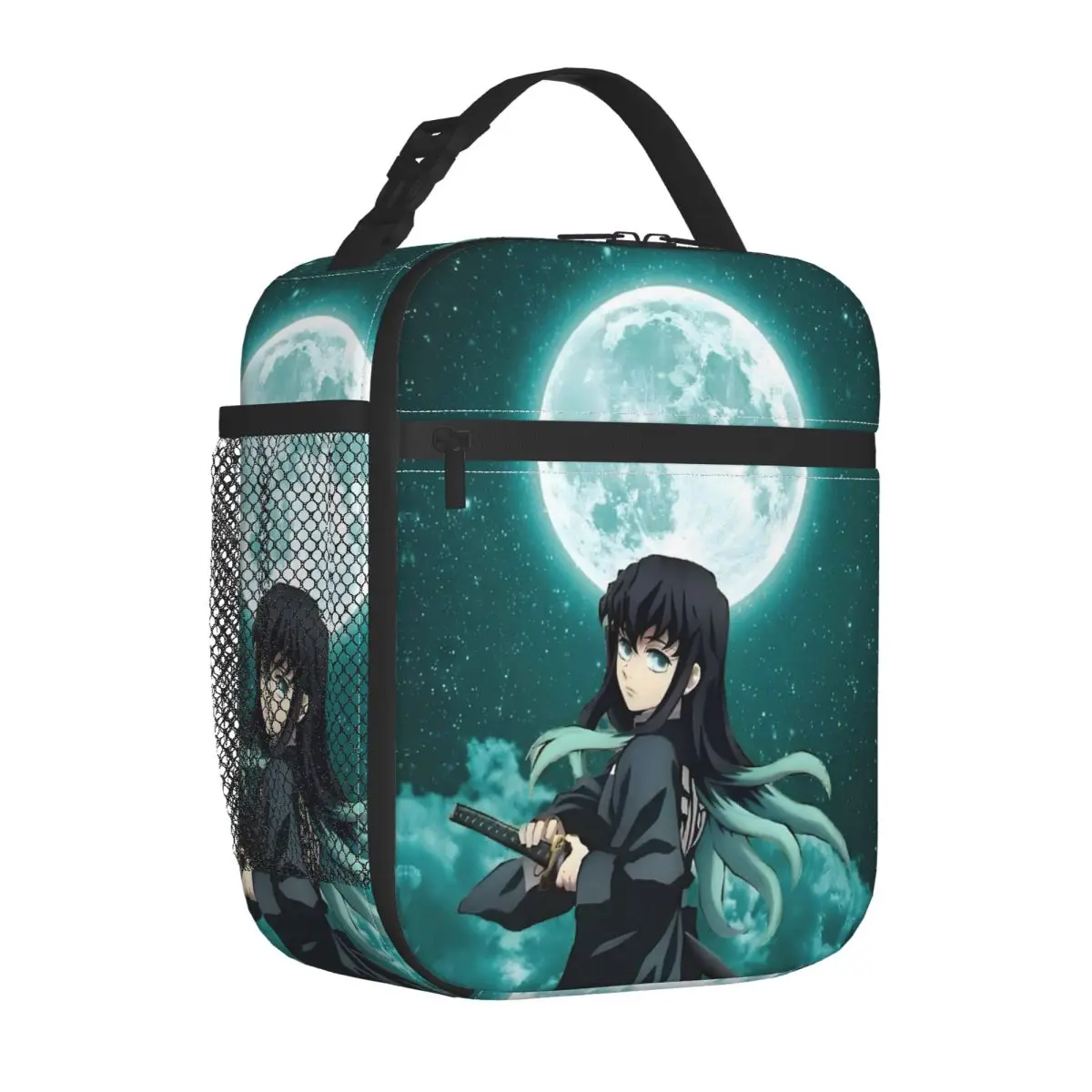 Custom Demon S-Slayer Thermal Insulated Lunch Bag Muichiro Tokito Portable Lunch Container for Outdoor Picnic Storage Food Box view 3