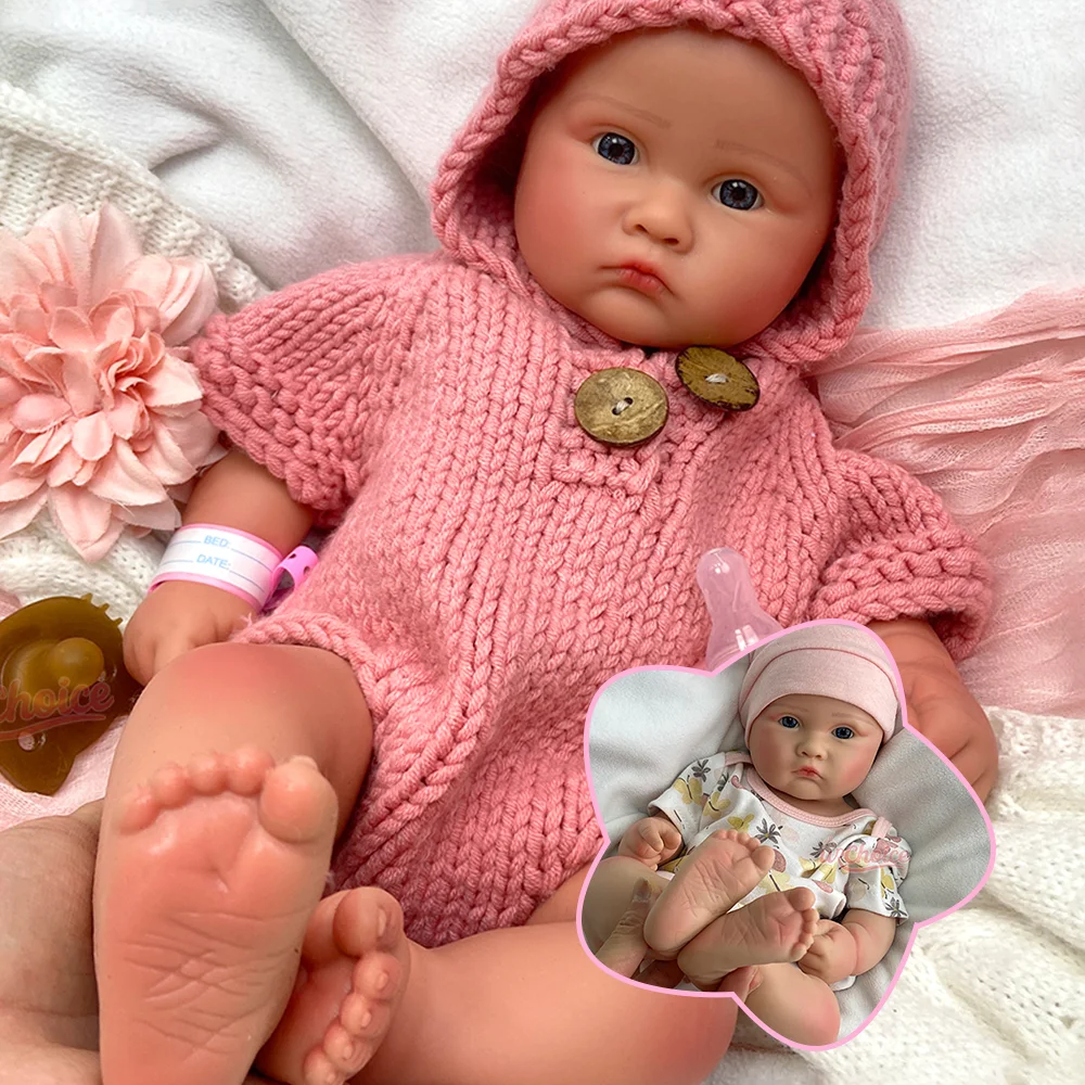 Blue Eyes Newborn Doll 18Inch Realistic Lifelike Weighted Girl Silicone Newborn Reborn Doll Take Bath Baby Toys For Kid'S Gift