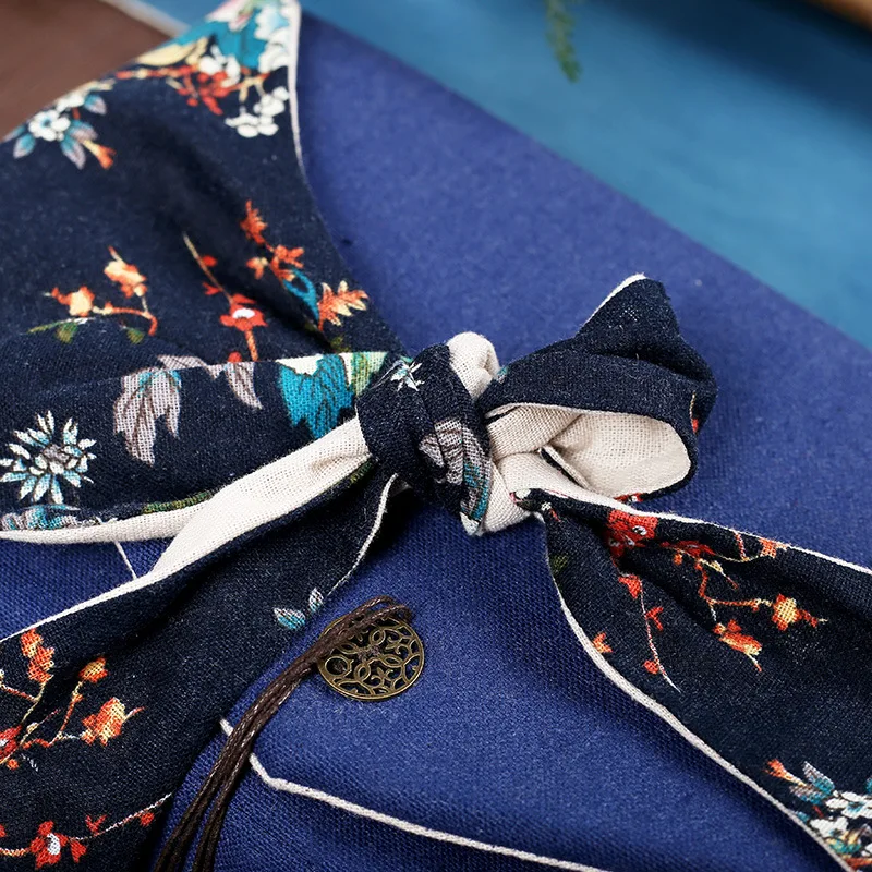 Vintage Printing Cotton And Linen Tea Cozies Portable Travel Kung Fu Tea Set Storage Teapot Teacup Tray Accessory Hand Bag LA452