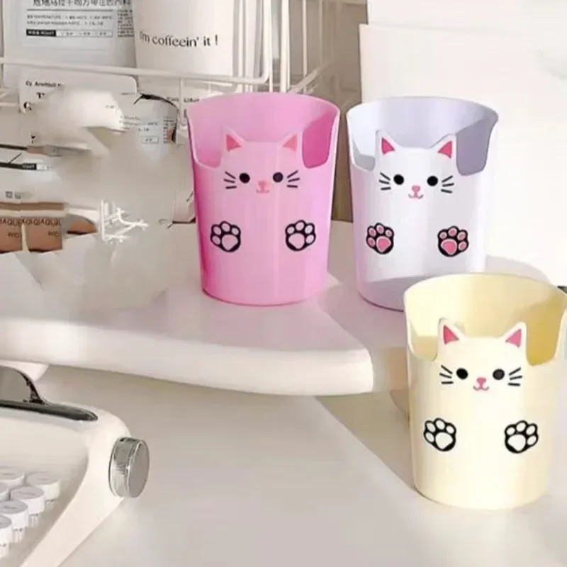 Organizador de lápices de dibujos animados para niños, soporte de pincel de maquillaje de gato de Anime encantador, soporte de papelería de gatito Kawaii para estudiantes, 1 pieza