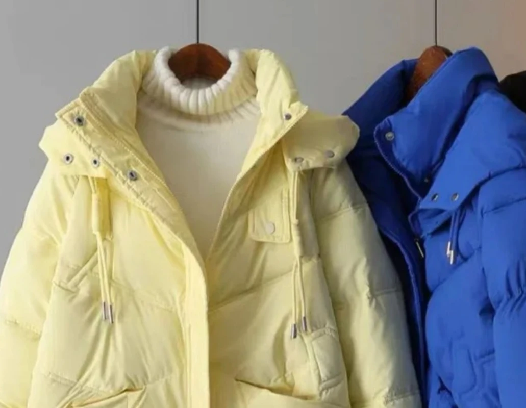 

2025 Winter Women's Puffer Jacket Hooded Cotton Padded Coat Sweet Color Korean Fashion Ladies Parkas Basic Coat Thick Outerwear