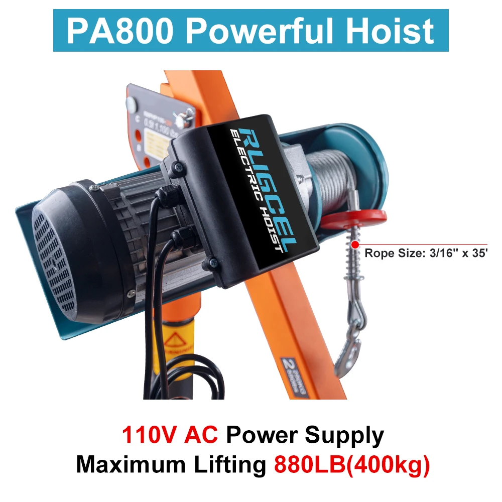 رافعة شاحنة منزلية قابلة للطي 1100 رطل قابلة للفك، مع رافعة كهربائية 110 فولت، رافعات جيب، قوة سحب 880 رطل، للعامل