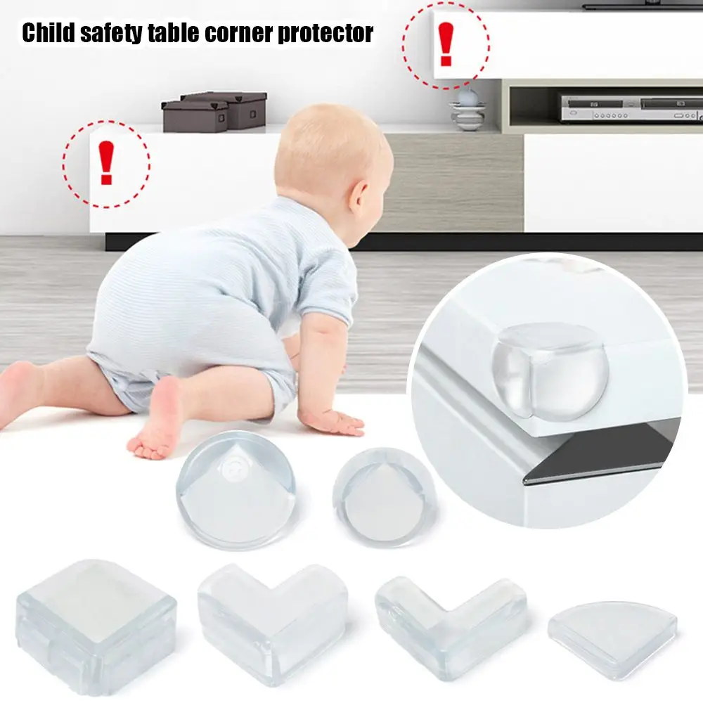 

4Pcs Children Kids Security Desk Silicon Table Corner Protector Corner Guards Anticollision Strip Edge Protection