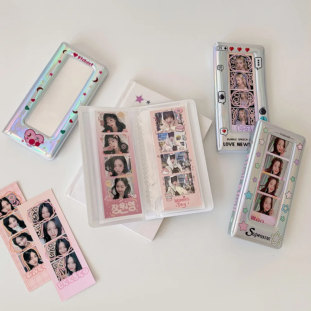 

Shimmery Silver Ins Ring Binder Photo Album 2 Pocket Organizer for Idol Cards Kpop Stickers Ticket Scrapbook Memory Journal