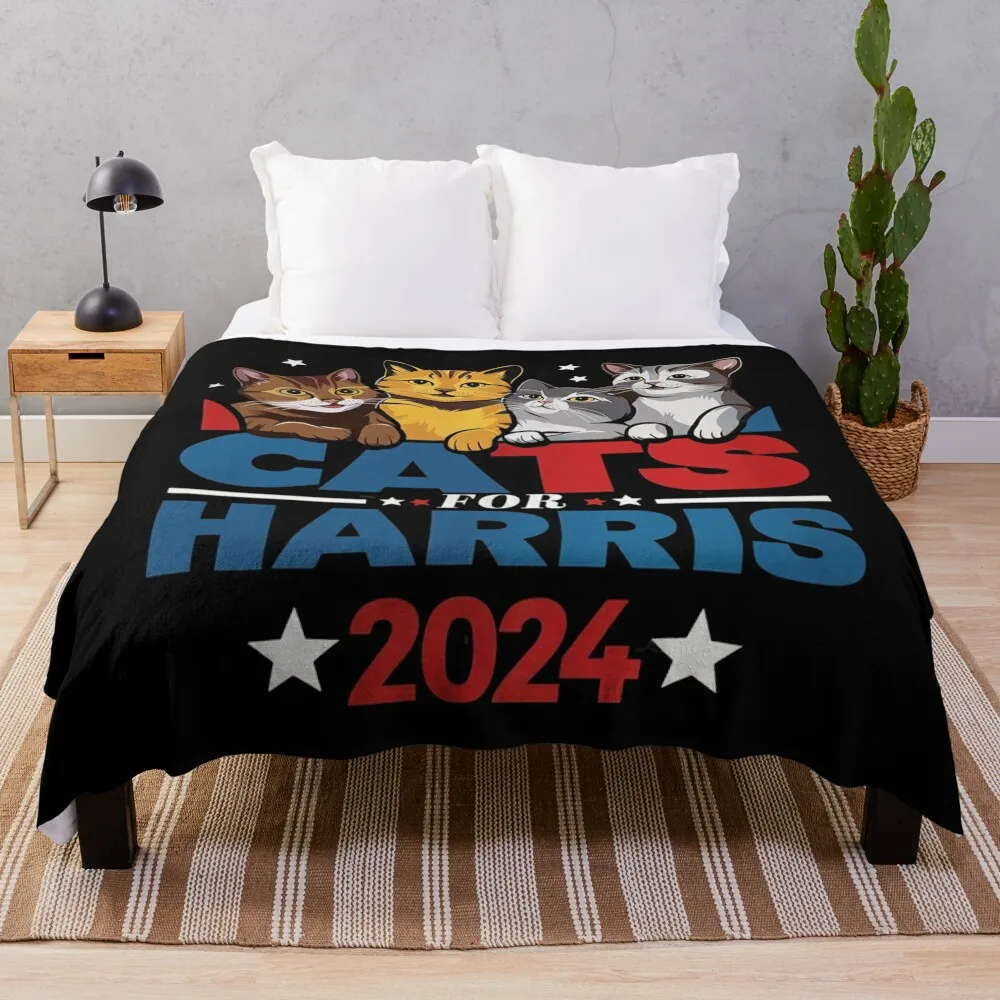 Cats for Harris 2024 Kamala Harris for President 2024 Throw Blanket Kid'S Personalized Gift Blankets