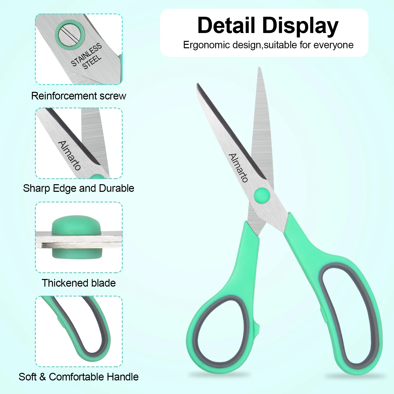 Bulk All Purpose Scissors Pack de 6, Alto Desempenho e Projetado para Conforto e Corte, Sharp para Corte