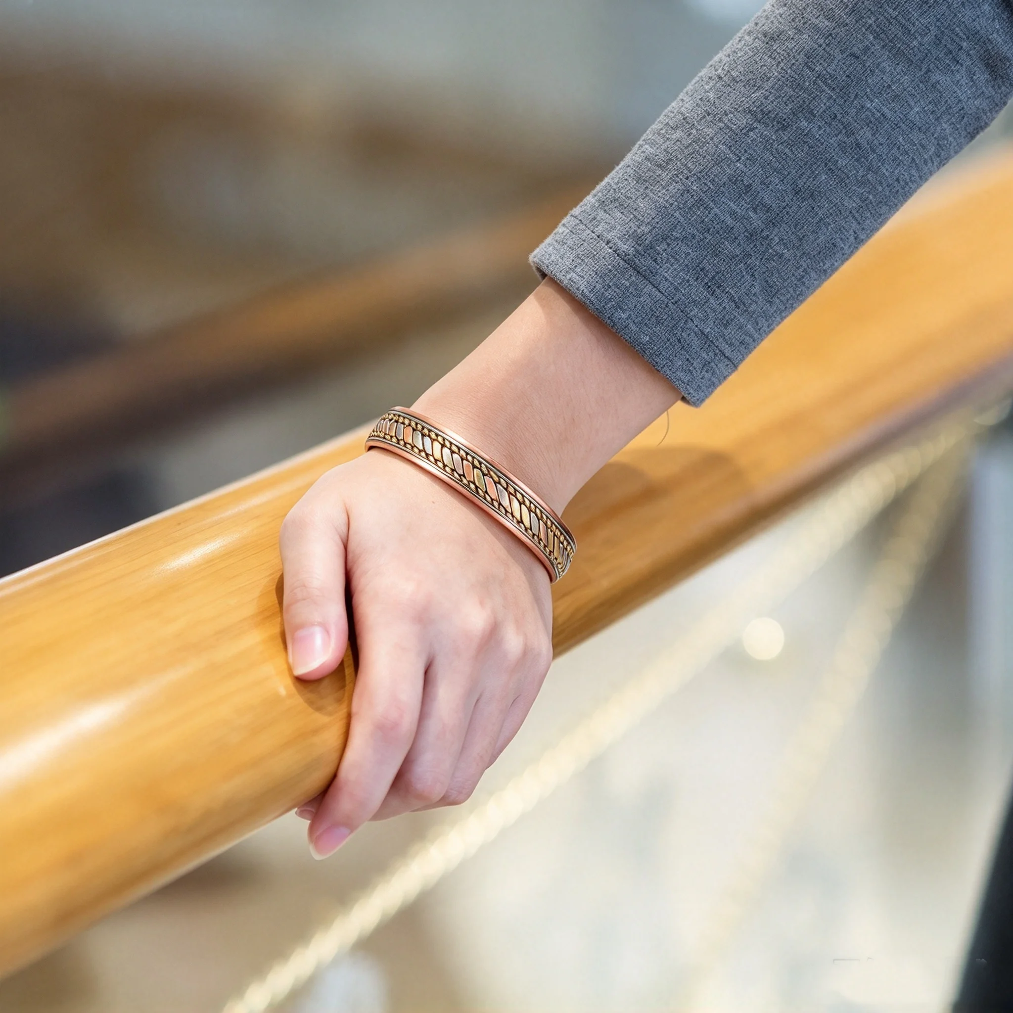 Vinterly Pure Copper Bracelet Twisted Braided Gold-color 12mm Adjustable Bangle Health Energy High Magnet Jewelry Resizable Cuff