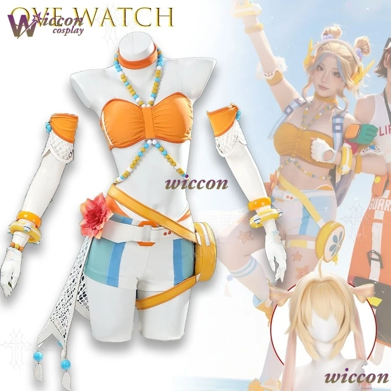 ​​WonkaCos Ove Watch Beachside Juno Swimsuit Cosplay Costume Lolita Style Full Set Game Comic Con Anime Role Play Halloween