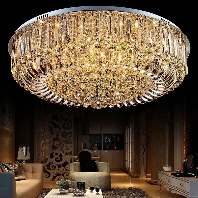 Crystal Ceiling Lights Modern Lamps Luxury  lamps Chrome luminaria deckenleuchte Round  Lighting Home LED Fixture