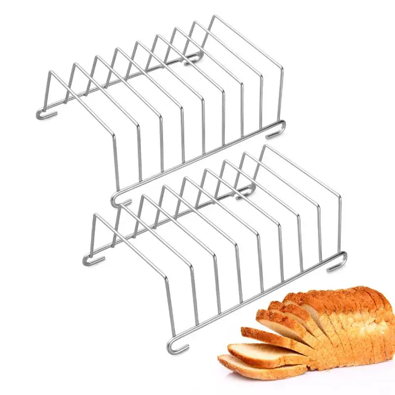 Stainless Steel Toast And Bread Rack 8 Slots Rectangle Food Display Tool For Air Fryer Accessories
