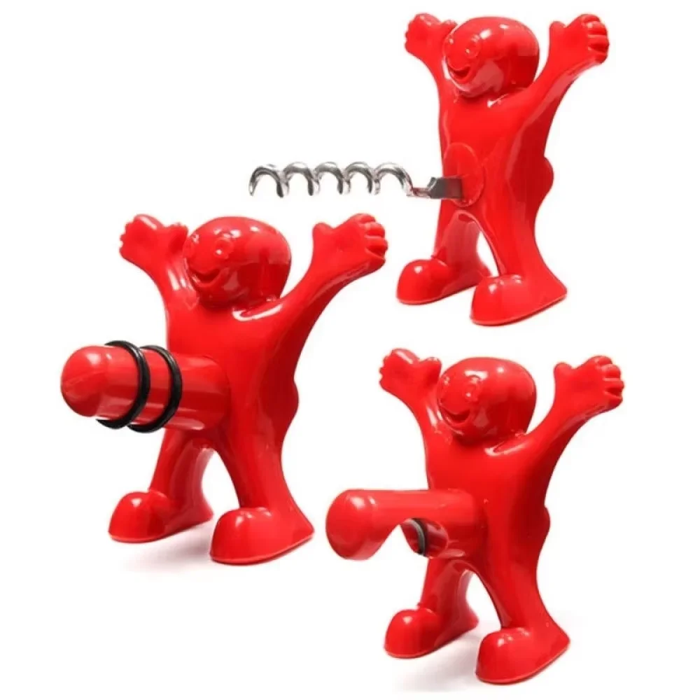 Sacacorchos Giratorio Creativo Happy Man para Botellas de Vino, Abrebotellas, Herramienta de Bar y Cocina, Regalo