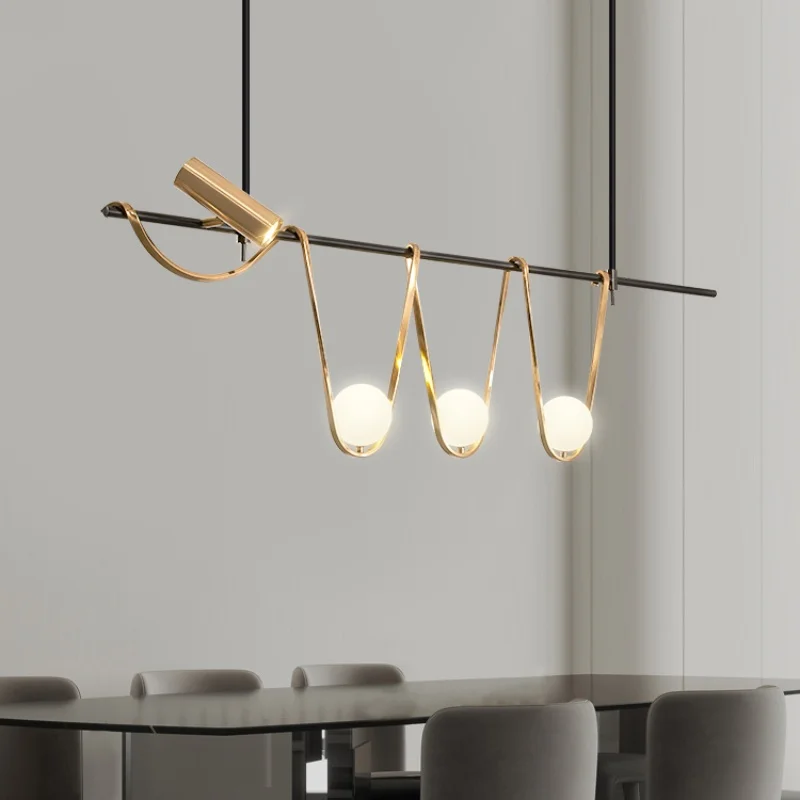 

Nordic modern minimalist line glass chandelier dining hall bar counter living room interior decoration lighting pendant lights