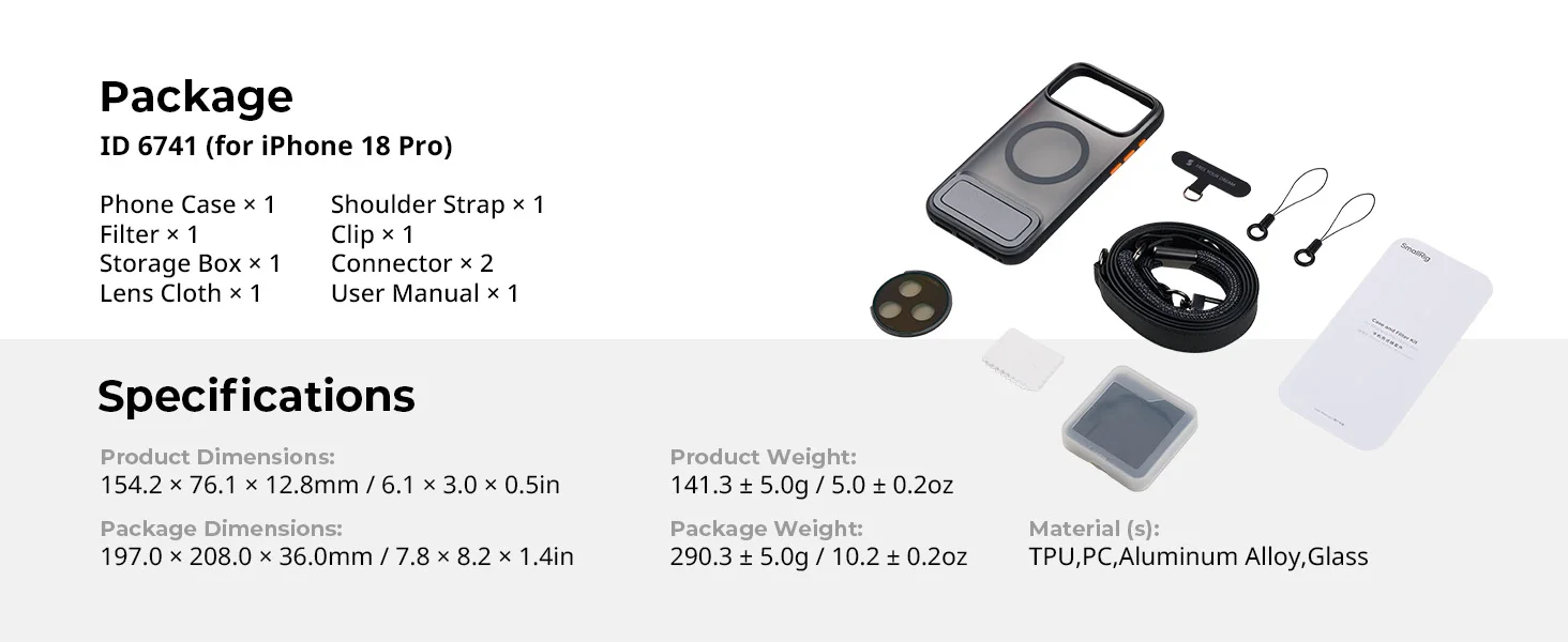 SmallRig Koffer- und Filter-Set für iPhone 18 Pro / 18 Pro Max mit CPL-Filter, Schultergurt, Aufbewahrungskoffer, Griff und Ständer in einem – Detail 13