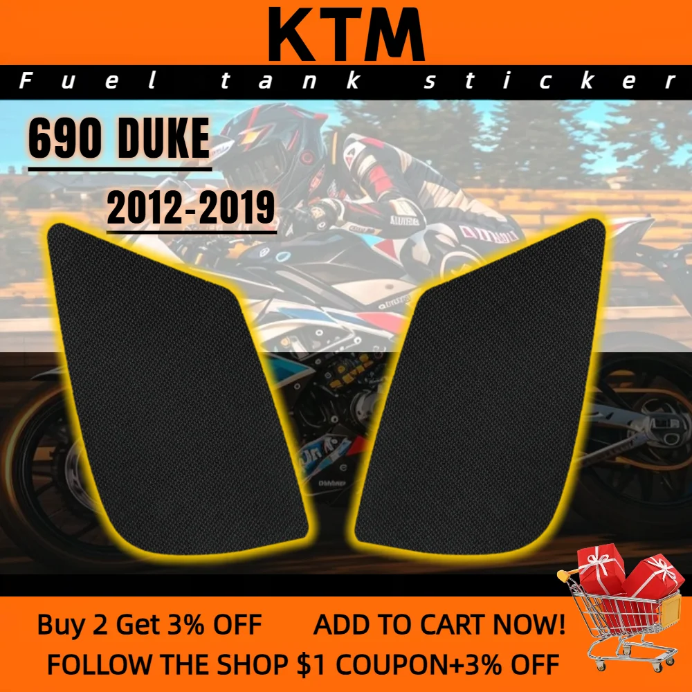 Almohadilla de tanque para motocicleta KTM 690 DUKE 2012-2019, almohadilla de tanque de combustible lateral antideslizante, pegatinas protectoras, almohadilla de tracción de agarre de rodilla de Gas