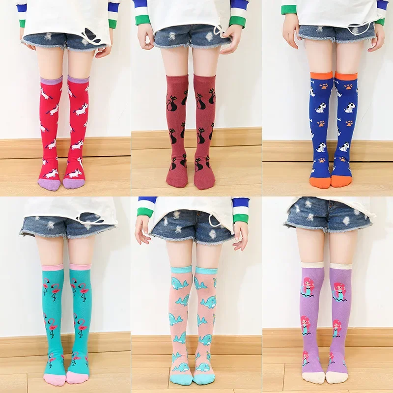 Girl Socks 3-12 Years Old Cotton Knee High Lovely Long Children's Legwarmers Kids Dance Stocking Cute Animal Carton