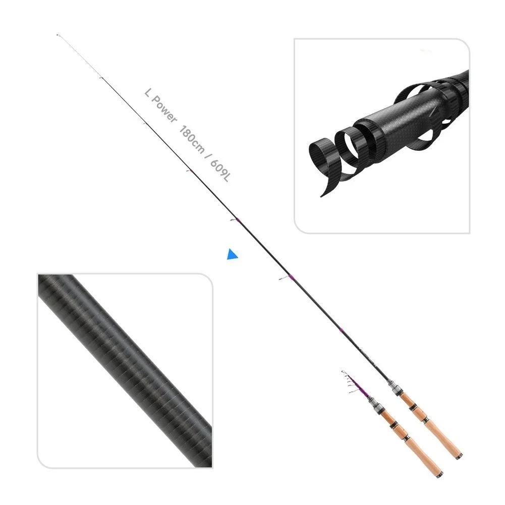 1.8M For BFS Dedicated L Action Fishing Rod Titanium Tip Carbon Fiber Natural Wood Handle Jointed Design 180cm 128g