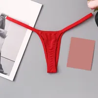 Womens TBack Thin Strap Ice Silk Briefs Low Waist Sports Thong Comfortable Underwear Solid Color Thin Sexy Lingerie Panties 2025