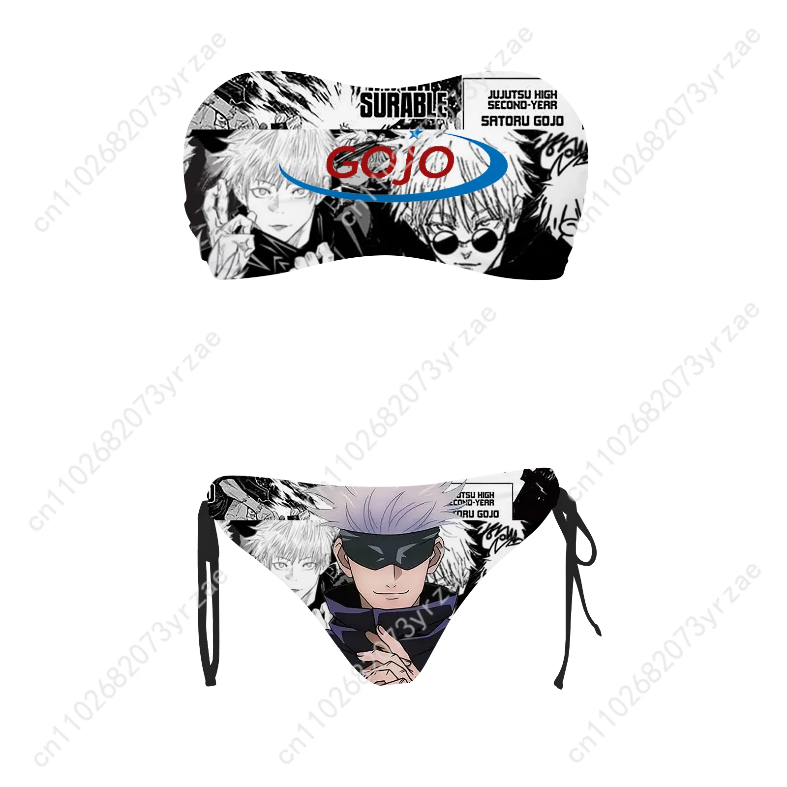 Satoru Gojo Womens Drawstring Two Piece Set Bathing Suits Personalized Swimwear Pool Party Beach Sexy Bikini Customize Swimsuit