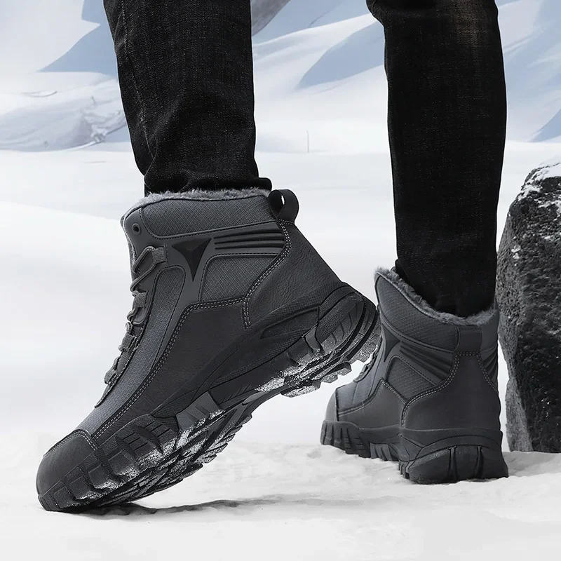 Winter Men Cotton Shoes Thick Sole Fashion Motorcycle Boots Warm Climbing Casual Sneaker Ankle Boots Botas Cuturno Masculinas